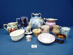 A small quantity of china including Sutherland style lustre ware, jelly mould,