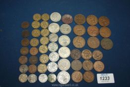 A quantity of George VI coins including pennies, halfpennies, florin, shilling etc.