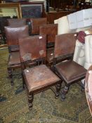 A set of six Oak framed Dining Chairs having turned front legs,