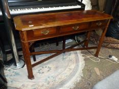A Mahogany and other woods Side Table/Serving Table having a cross-banded top,