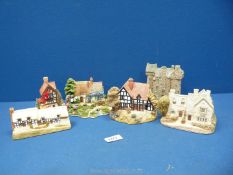 Six large Lilliput Lane cottages to include; Summer Days (6" long), Claypotts Castle (5" tall),