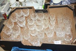 A quantity of cut glass including Thomas Webb wine goblets, plus small tumblers,
