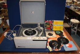 A Perdio Starmaker All Transistor record player plus a quantity 45 rpm records, a/f.