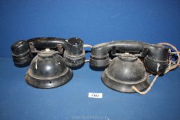 Two vintage English Bakelite push button telephones