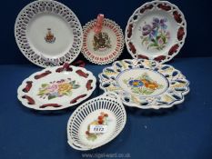 A small quantity of ribbon plates including Borough of Gillingham, Silver Jubilee, floral etc.