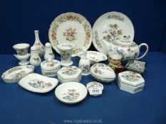 A quantity of Wedgwood Kutani Crane china including Teapot, shell dish, dressing table set,