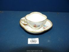 A fine Meissen quatrefoil cup and saucer, circa 1850,