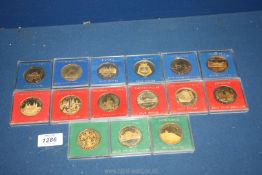 Fifteen Bronze Medallions including Stonehenge, Tower Bridge and Holy Road House.