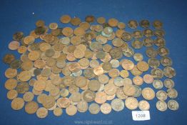 A quantity of pre-decimal pennies and halfpennies, some Victorian.