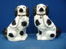 A large pair of Staffordshire flatback spaniels, 1880-1900,