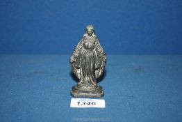 A good continental 19th c. miniature bronze of the virgin, 3 1/2" tall.