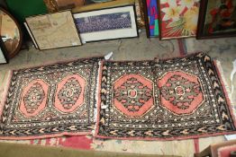 A pair of Afghan Uzbeck hand knotted rugs, 37" x 25" in brown/rust colour-way.