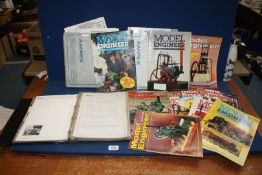 A quantity of 1980's Model Engineering magazines and a folder of Tomos Dealer Motorbikes leaflets.