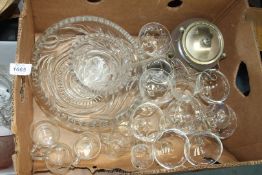 A quantity of glass including Tulip pattern punch bowl, Babycham glasses, biscuit barrel etc.