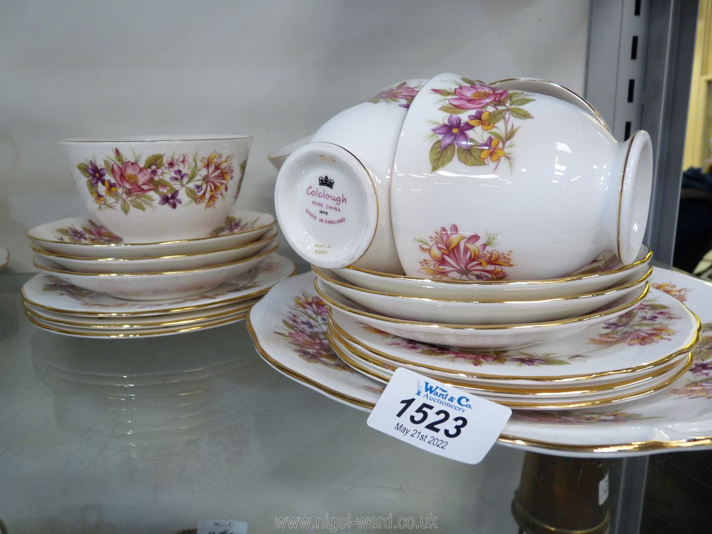 A floral pattern Colclough part Teaset including six cups and saucers, six tea plates,