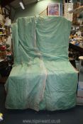 A pair of green Curtains, 72'' wide x 110'' drop approx., some marks.