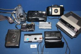 A quantity of digital cameras including Samsung ES70 and Sony DSCT9,