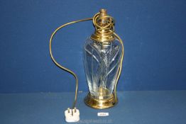 A glass table lamp, 14'' tall.