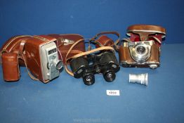 A pair of Carl Zeiss 8 x 30 binoculars together with a cased Kodak Retinette TB camera and a cased