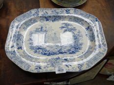 An attractive large blue and white meat plate marked 'Morea stone china'.