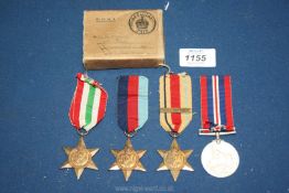 Four World War II Medals to include The 1939-1945 Medal, The 1939-1945 Star,