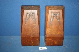 A pair of late 19th Century Arts & Crafts heavy English oak bookends,