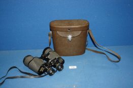 A cased pair of Hans Weiss Deluxe 20 x 50 field Binoculars with extra wide angle.