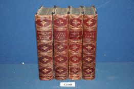 Four leather bound Charles Dickens novels to include; Little Dorrit, Barnaby Rudge,