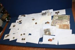 A good quantity of foreign coins and notes including Canada, Belgium, Austria, Finland, Denmark,