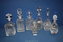 A quantity of glass Decanters including square, conical etc, various sizes,