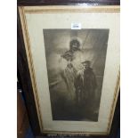 A WWI naval print by G.M. Langley titled 'In the Anxious Hours of Waiting'.