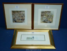 Three prints of harbour/boat scenes to include; Spencer and scene 8 and 9 Sohor, etc.