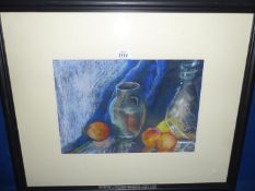 A framed and mounted Pastel picture titled verso "Still life with three Oranges",