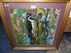 Omar Atilla Atalay watercolour woodpecker impressionistic, signed and dated.