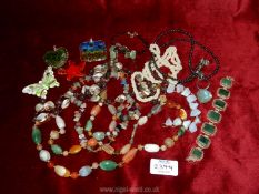 A colourful Agate necklace and bracelet, semi precious stone necklace, Jade,