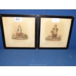 Two framed coloured Etchings published 1812 by S & J Fuller at The Temple of Fancy,