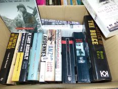 A box of military books to include; The Battle of The Bulge, The Battered Bastards of Bastogne,