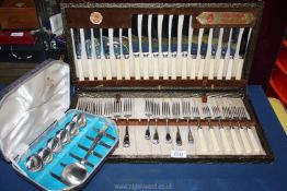 A part canteen of Sheffield 'Elizabethan' cutlery and a cased set of Viners spoons.