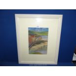 A framed and mounted Jennifer Catterall Gouache and Pastel titled "Beach Road", initialed J.M.C.