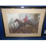 A framed print 'The Huntsman' by Alfred Mullins, printed by Lawrence Jellicoe, London, 30'' x 23''.