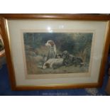 A large framed and mounted print 'Waiting For The Guns' by Thomas Blinks,