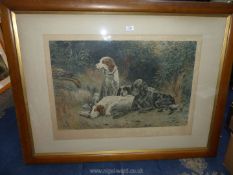 A large framed and mounted print 'Waiting For The Guns' by Thomas Blinks,