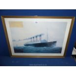 A signed print titled 'R.M.S Mauritania' 1907-1935 by E.D. Walker.