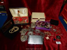 A quantity of costume jewellery including necklaces, ring, earrings, pearls, white metal belt etc ,