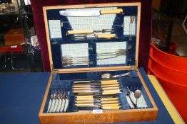 A Canteen of Cutlery with bone handles by W.R Humphreys & Company, incomplete.