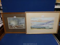 A framed and mounted Watercolour titled "Damp Morning in the Forest of Dean", signed lower right A.