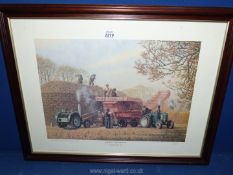 A limited Edition Print of a Marshall Threshing set, no. 178/750, by Robin Wheeldon 1997.