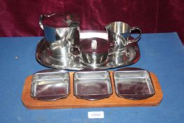 A Swedish 'Gense' stainless steel Teaset and a Danish hors d'oeuvres dish