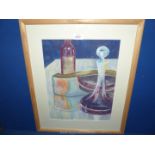 A framed and mounted Pastel depicting Still life, no visible signature,