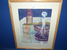 A framed and mounted Pastel depicting Still life, no visible signature,